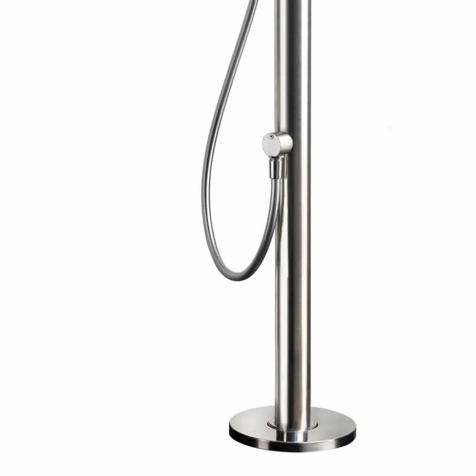 Stainless Steel Garden Shower Column with Hand Shower Made in Italy - Marlen Viadurini