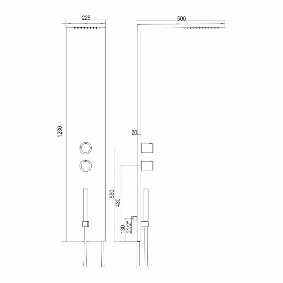 Thermostatic Wall Shower Column in Chromed Stainless Steel Made in Italy - Pampo Viadurini