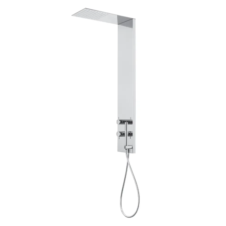 Steel Shower Column with Rain Shower Head Made in Italy - Sailor Viadurini