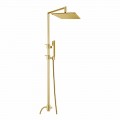 Brass Shower Column with Square Steel Shower Head Made in Italy - Lipari