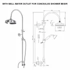Brass Shower Column with Round Shower Head and Hand Shower Made in Italy - Brillo Viadurini