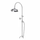 Brass Shower Column with Round Shower Head and Hand Shower Made in Italy - Brillo Viadurini
