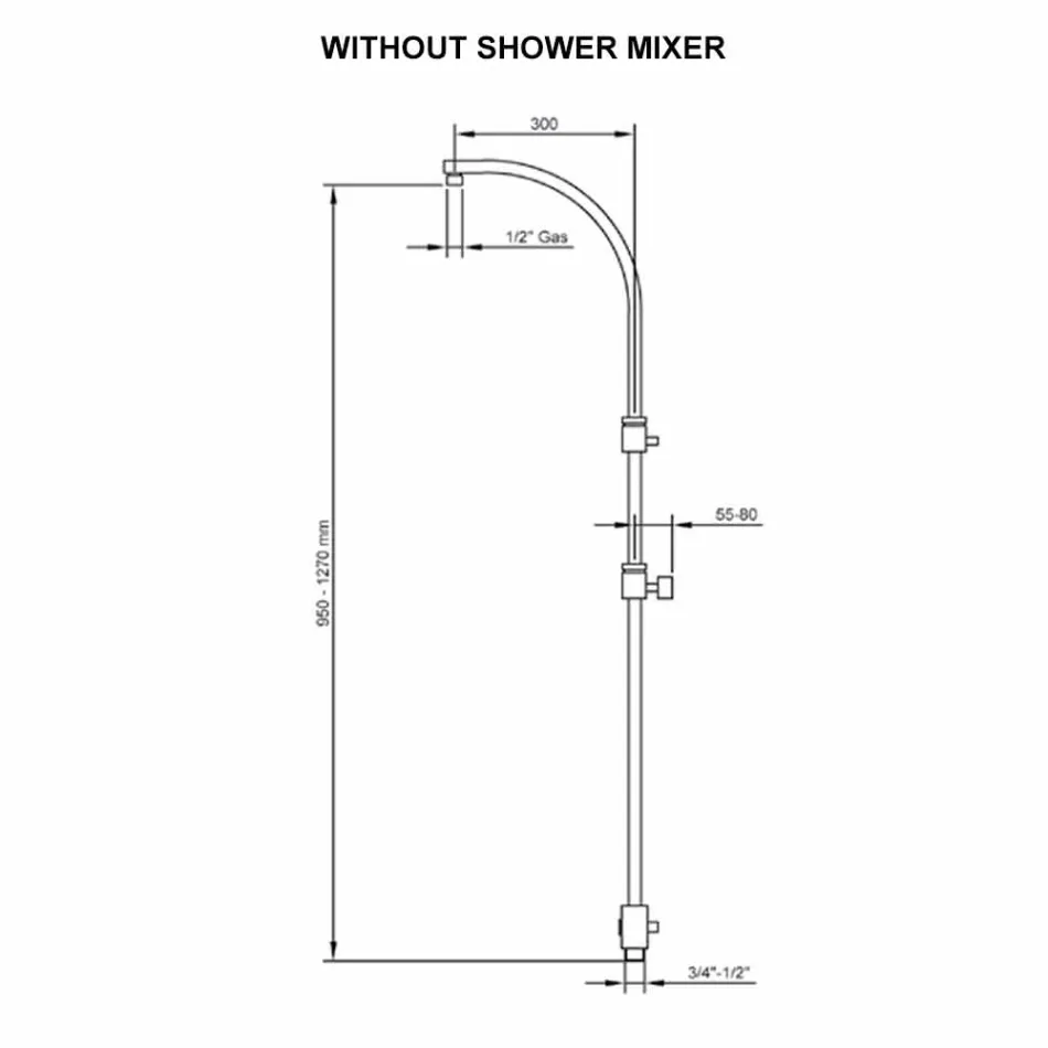 Brass Shower Column with Round Steel Showerhead Made in Italy - Kennedy Viadurini