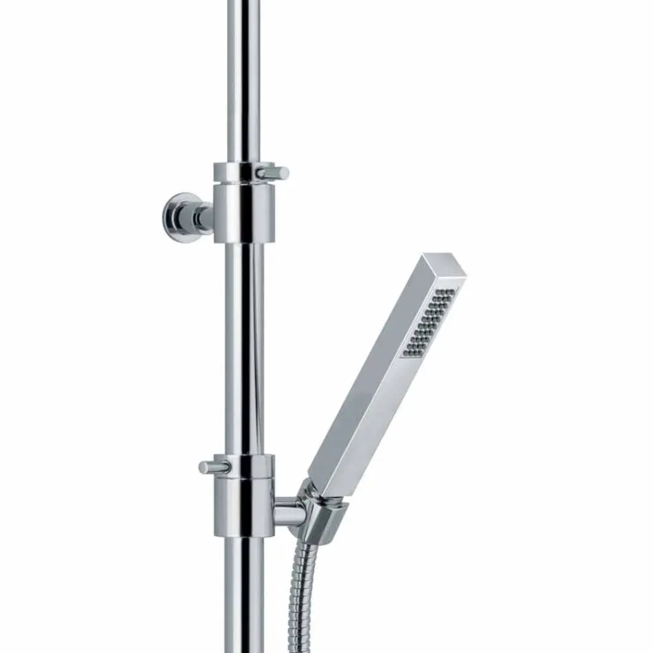 Shower column in chromed brass with flexible hose and hand shower made in Italy - Griso Viadurini