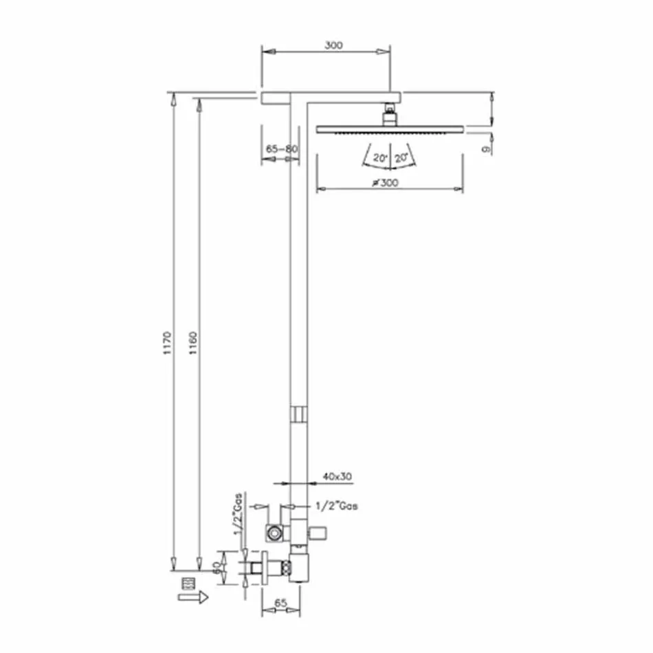 Shower column in chromed brass with steel shower head Made in Italy - Marlo Viadurini