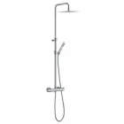 Shower column in chromed brass with square shower head Made in Italy - Griso Viadurini