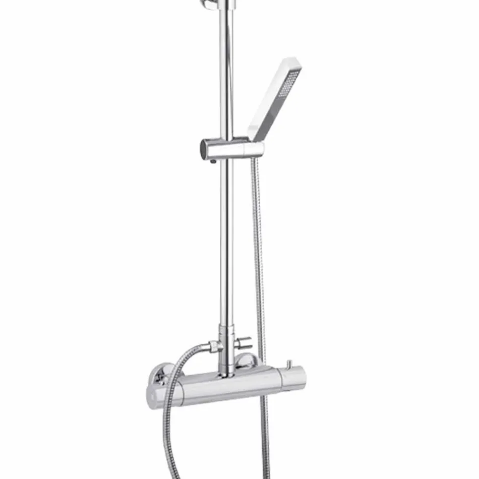 Shower column in chromed brass with square shower head Made in Italy - Studio Viadurini