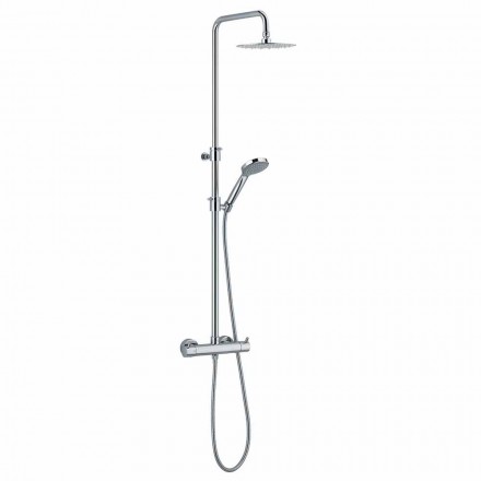 Shower column in chromed brass with round shower head Made in Italy - Griso Viadurini