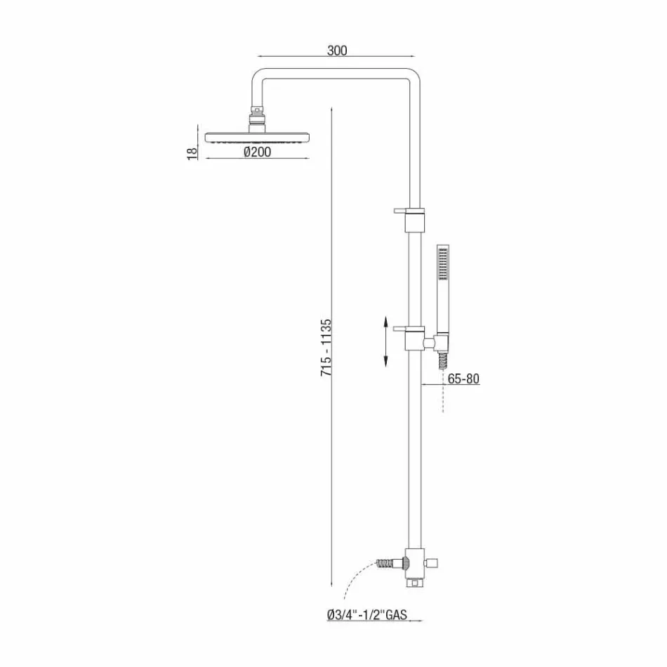 Telescopic and Adjustable Chrome Brass Shower Column Made in Italy - Naspo Viadurini