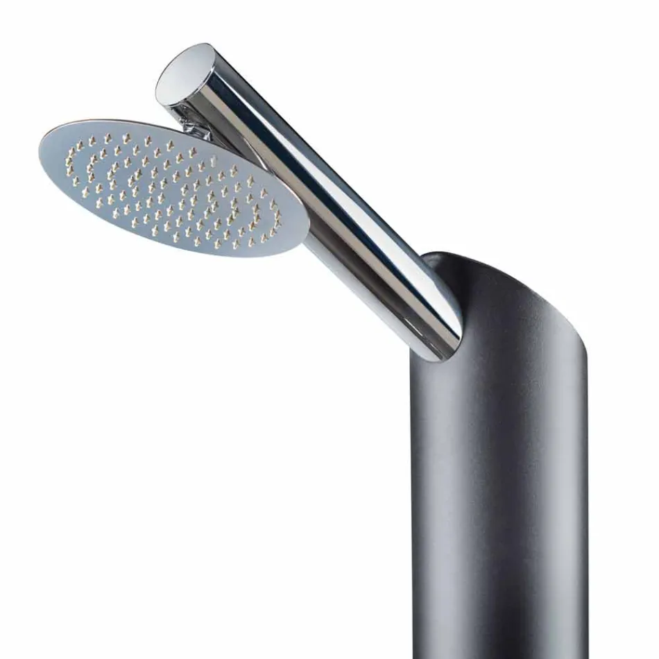 Solar Garden Shower Column in Black Stainless Steel Made in Italy - Werner Viadurini