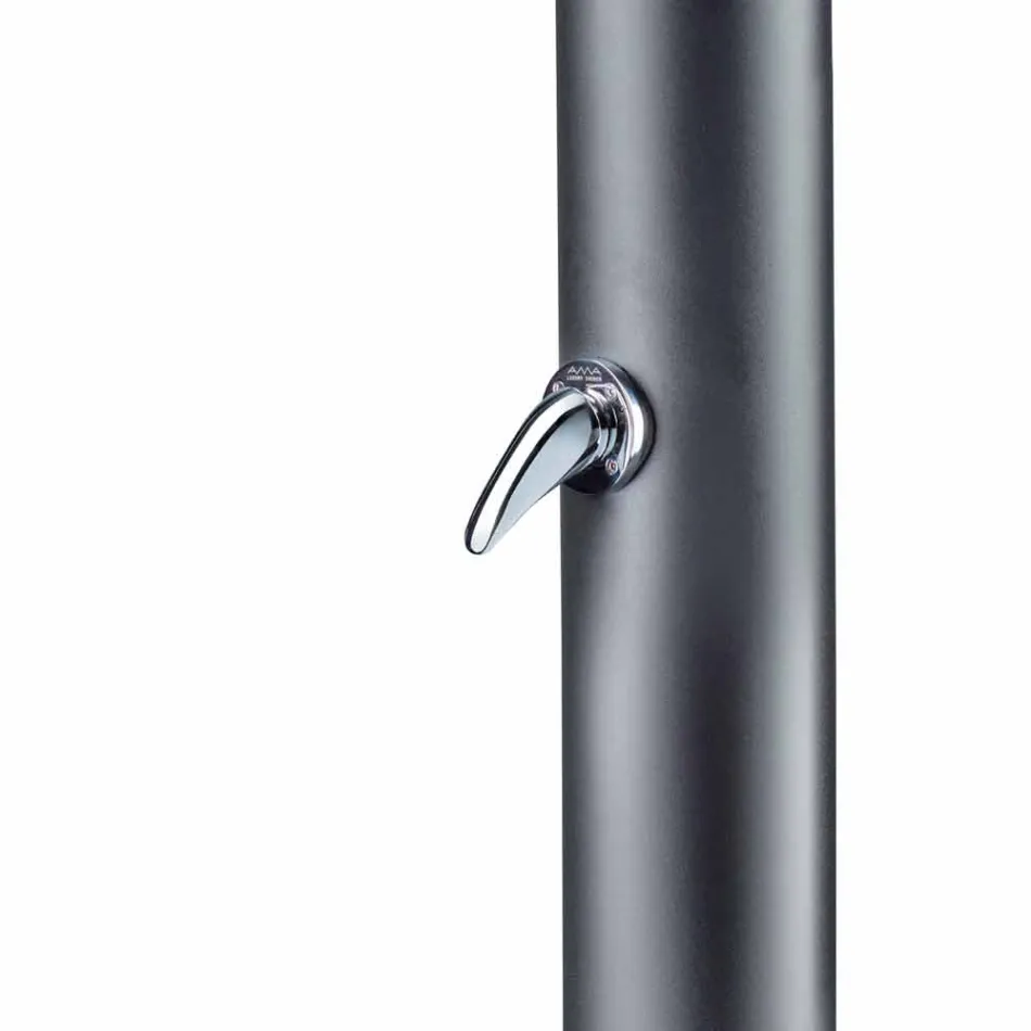 Solar Garden Shower Column in Black Stainless Steel Made in Italy - Werner Viadurini