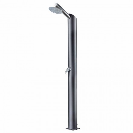 Solar Garden Shower Column in Black Stainless Steel Made in Italy - Werner Viadurini