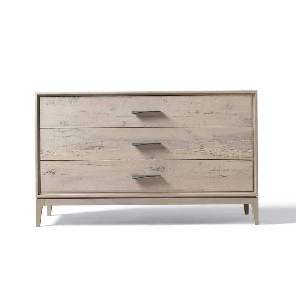 Modern design walnut 3-drawer dresser, W 131 x D 55 x H 80 cm, Sandro Viadurini