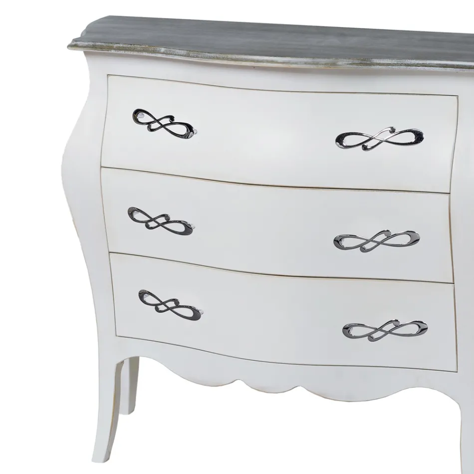 Rounded Dresser with 3 Drawers in Different Finishes Made in Italy - Gamad Viadurini