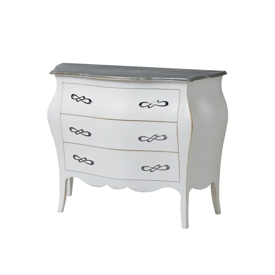 Rounded Dresser with 3 Drawers in Different Finishes Made in Italy - Gamad Viadurini