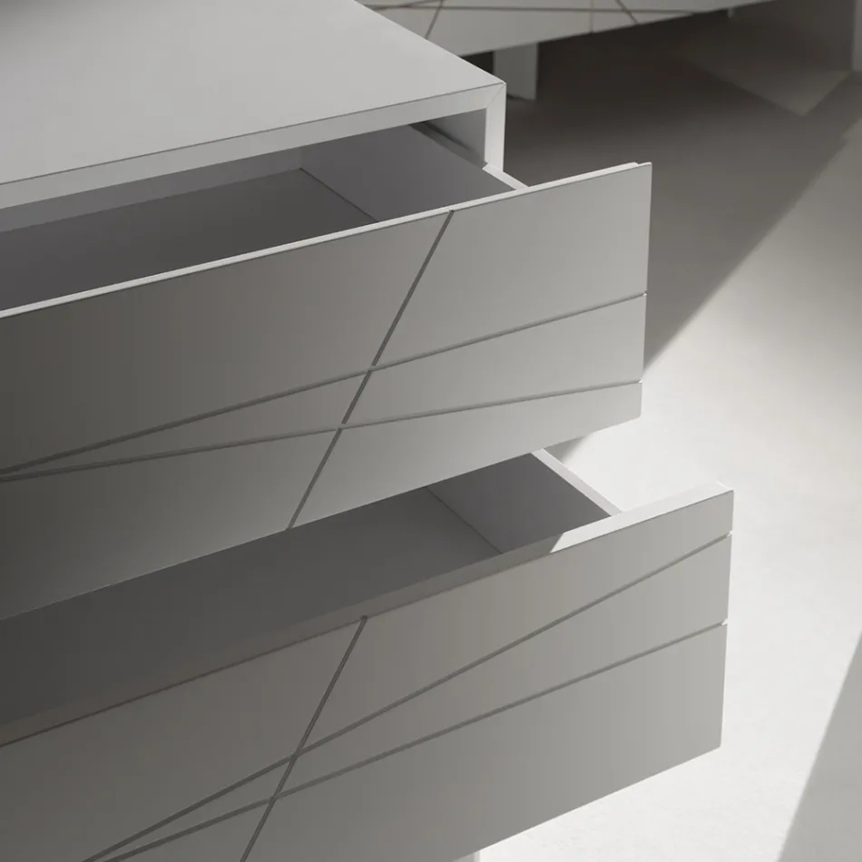 Chest of Drawers with 3 Drawers in Painted Wood Chipboard - Gemelli Viadurini