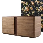 Design solid wood and leather dresser Grilli York made in Italy Viadurini