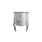 Pearl White Relief Bedside Table with Chromed Handles Made in Italy - Berlin Viadurini