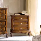 Bedside Bedroom in Walnut Wood 3 Drawers Made in Italy - Richard Viadurini