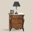 Classic Bedside Table 3 Luxury Drawers Walnut Wood Made in Italy - Cambrige Viadurini
