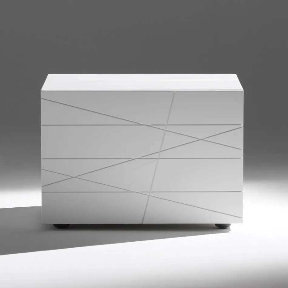 Bedside Table with 1 Drawer in Painted Wood Chipboard - Leone Viadurini