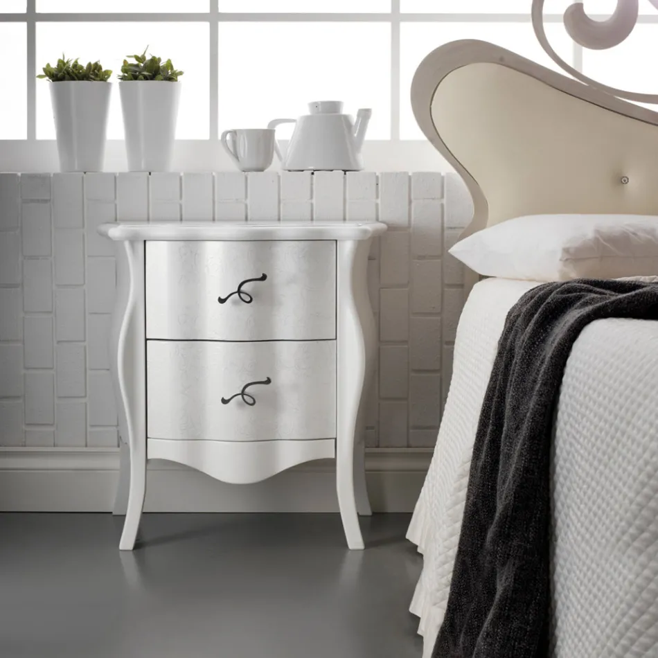 Bedside table with 2 drawers in limewood blockboard Made in Italy - Babaevo Viadurini