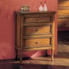 Bedside table with 3 drawers in Bassano wood, France Made in Italy - Hawwat Viadurini