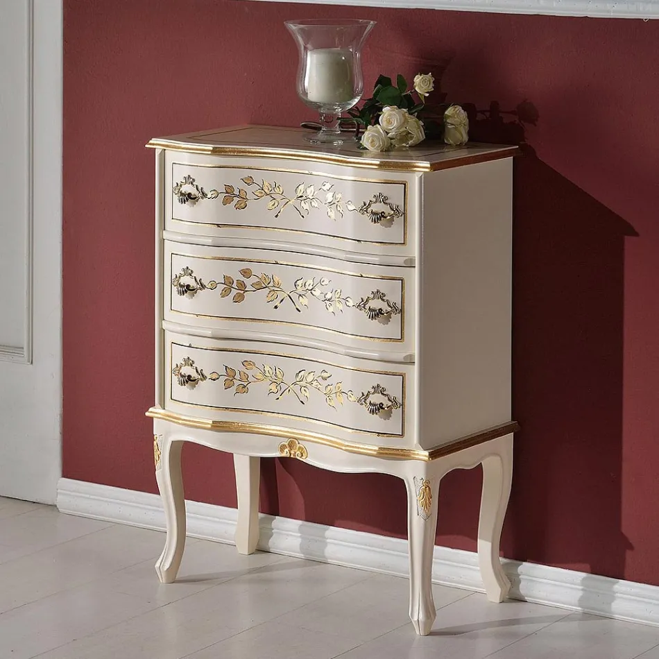 Bedside Table with Drawers in Walnut or White Wood Made in Italy - Elegant Viadurini