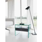 Modern design bedside table in extra-clear glass Made in Italy - Secret Viadurini