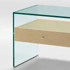 Modern design bedside table in extra-clear glass Made in Italy - Secret Viadurini