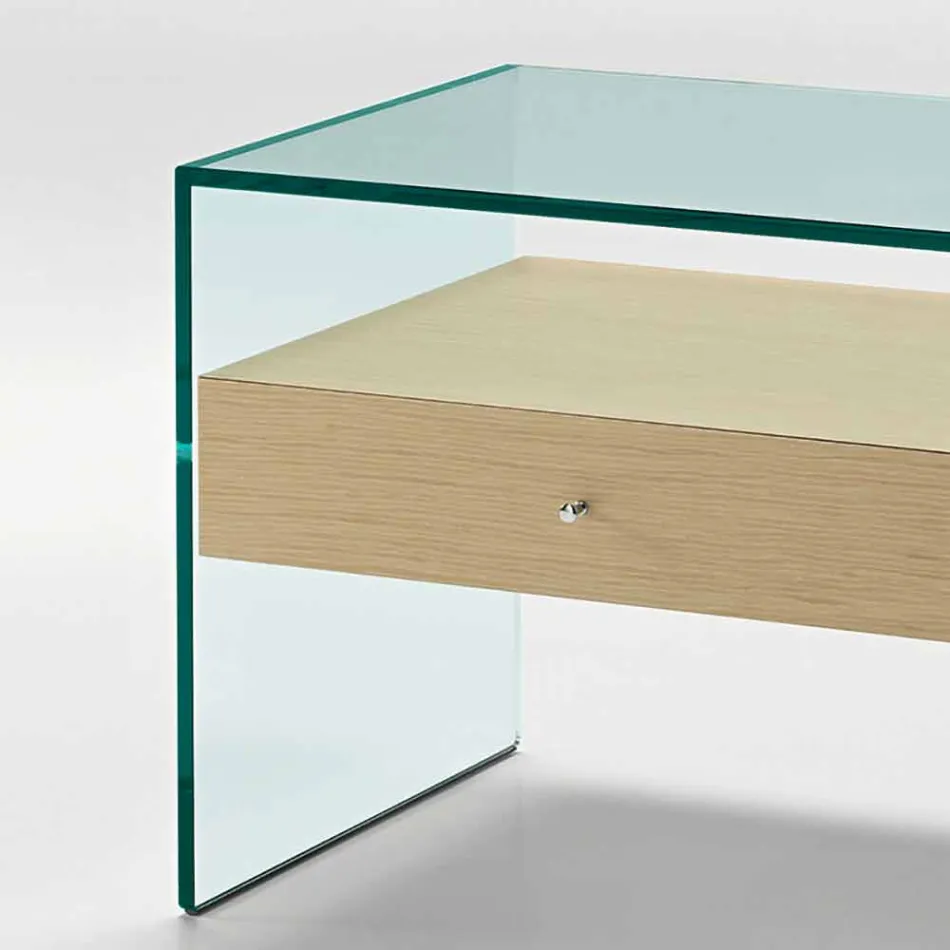 Modern design bedside table in extra-clear glass Made in Italy - Secret Viadurini