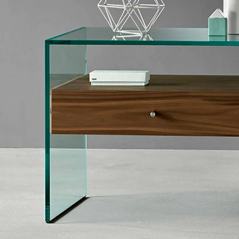 Modern design bedside table in extra-clear glass Made in Italy - Secret Viadurini