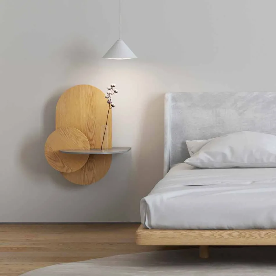 Bedside Table in Plywood Composed of 3 Modular Panels Modern Design - Zita Viadurini