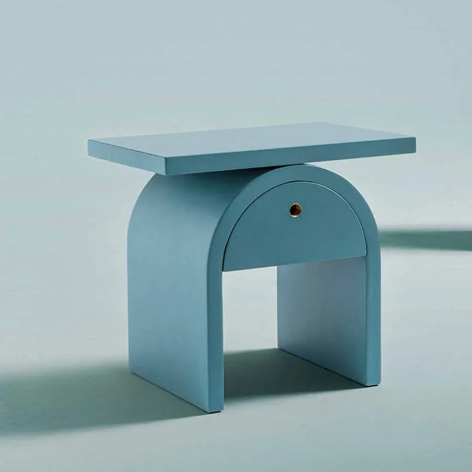 Modern Design Bedside Table in Colored Wood for the Bedroom - Arcom Viadurini