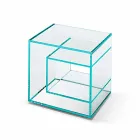 Bedside Table in Extra-clear Glass 2 Dimensions Made in Italy - Linzy Viadurini
