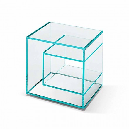 Bedside Table in Extra-clear Glass 2 Dimensions Made in Italy - Linzy Viadurini