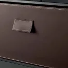 Bedside Table in Smoked Glass with Leather Drawer 2 Dimensions - Linzy Viadurini