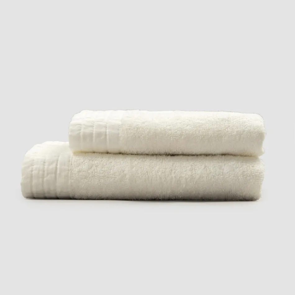 Complete set of face towel and guest towel in terry and linen blend - Kilim Viadurini