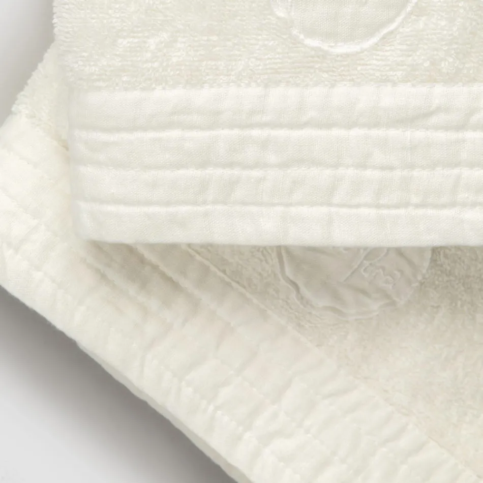 Complete set of face towel and guest towel in terry and linen blend - Kilim Viadurini