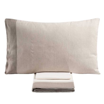 Double Bed Set in 90% Cotton and 10% Linen Made in Italy - Nestle Viadurini