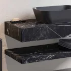 Composition 3 Bathroom Furniture in Gres and Washbasin in Vetrochina 3 Colors - Ramentina Viadurini