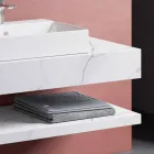 Composition 3 Suspended Bathroom Furniture in Porcelain Stoneware 4 Finishes - Rambina Viadurini