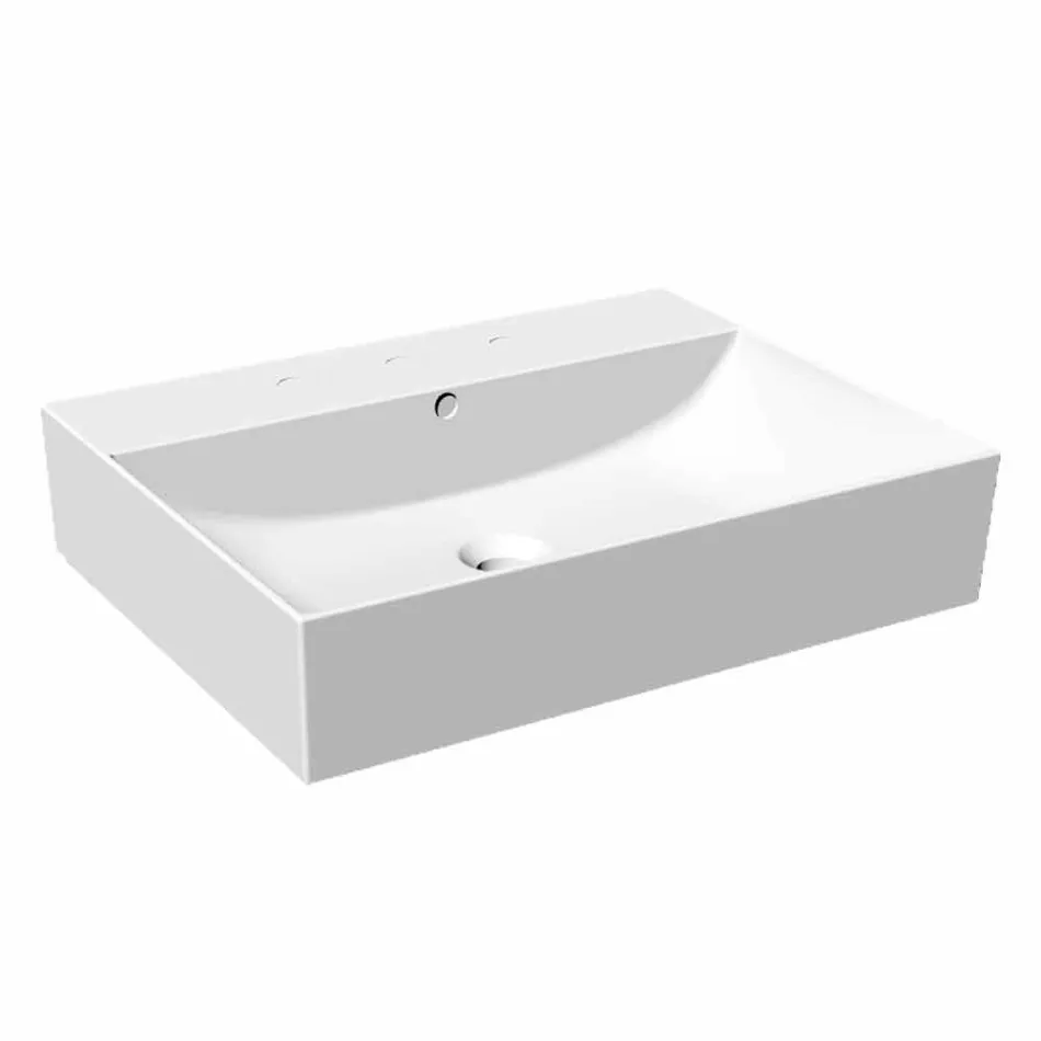 Composition 3 Suspended Bathroom Furniture in Porcelain Stoneware 4 Finishes - Rambina Viadurini