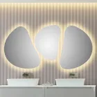 Composition 3 Wall Mirrors with LED Lighting Made in Italy - Fagiolao Viadurini