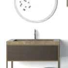 Composition 5 Free Standing Bathroom Furniture in Metal, Ecolegno and Luxury Stoneware - Cizco Viadurini