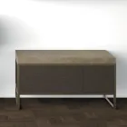 Composition 5 Free Standing Bathroom Furniture in Metal, Ecolegno and Luxury Stoneware - Cizco Viadurini