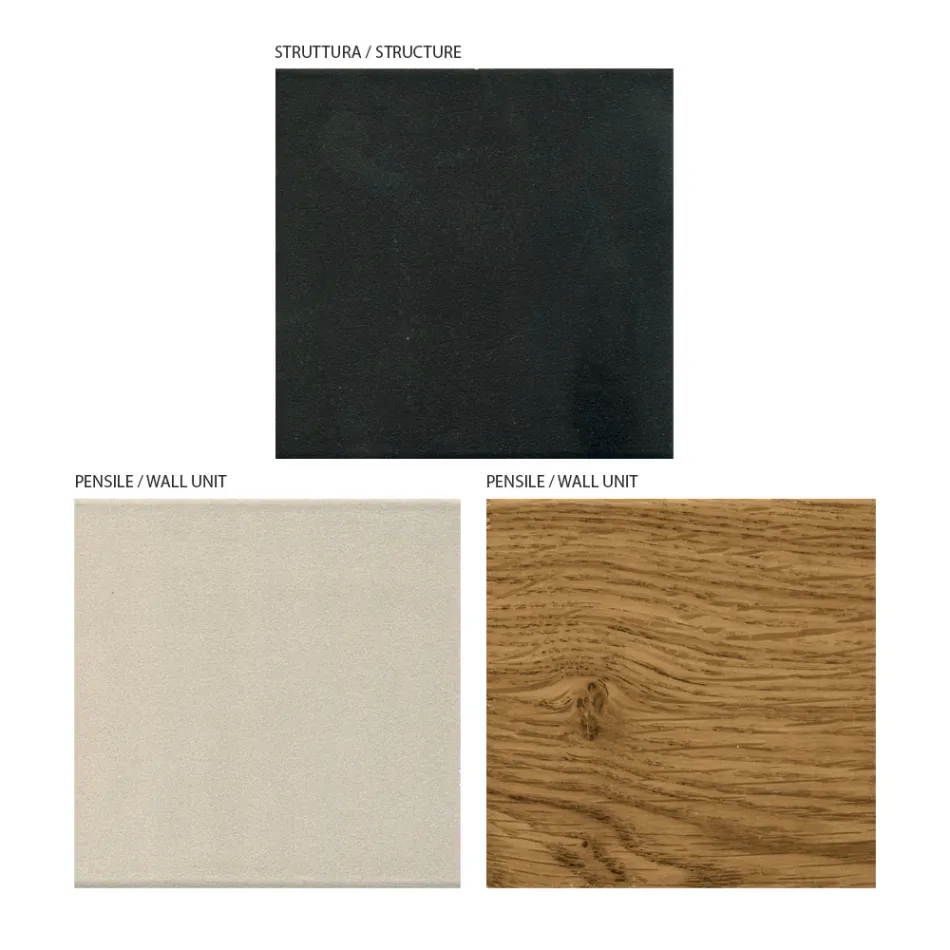 Wall composition in Mdf and oak-plated blockboard Made in Italy - Marit Viadurini