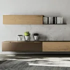 Modern Wall Composition in Nordic Knotted Oak and Iron Finish - Iselin Viadurini