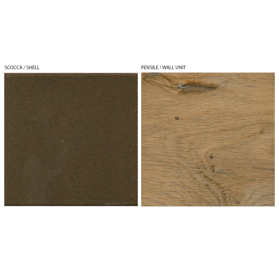 Modern Wall Composition in Nordic Knotted Oak and Iron Finish - Iselin Viadurini