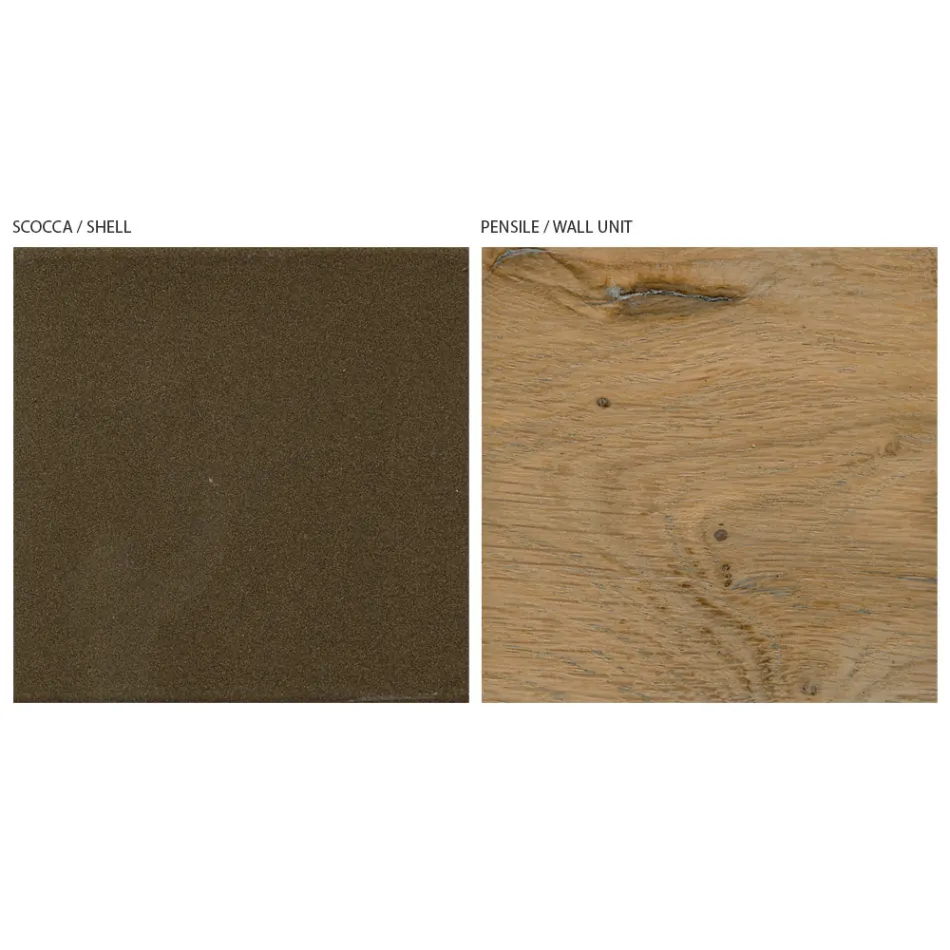 Modern Wall Composition in Nordic Knotted Oak and Iron Finish - Siri Viadurini